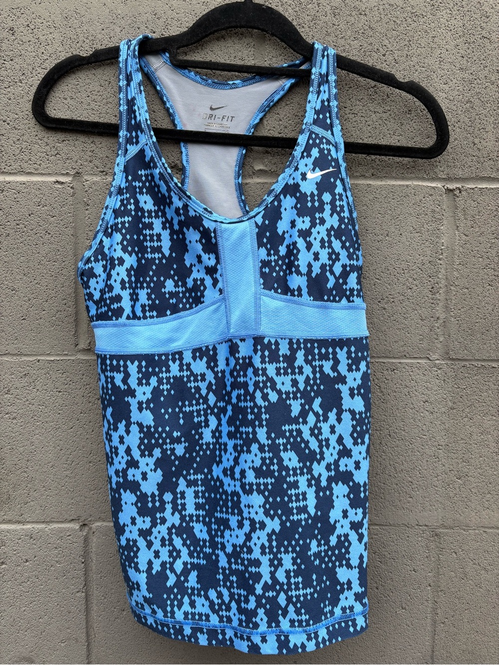 Nike Blue Patterned Dri-FIT Racerback Sports Tank
